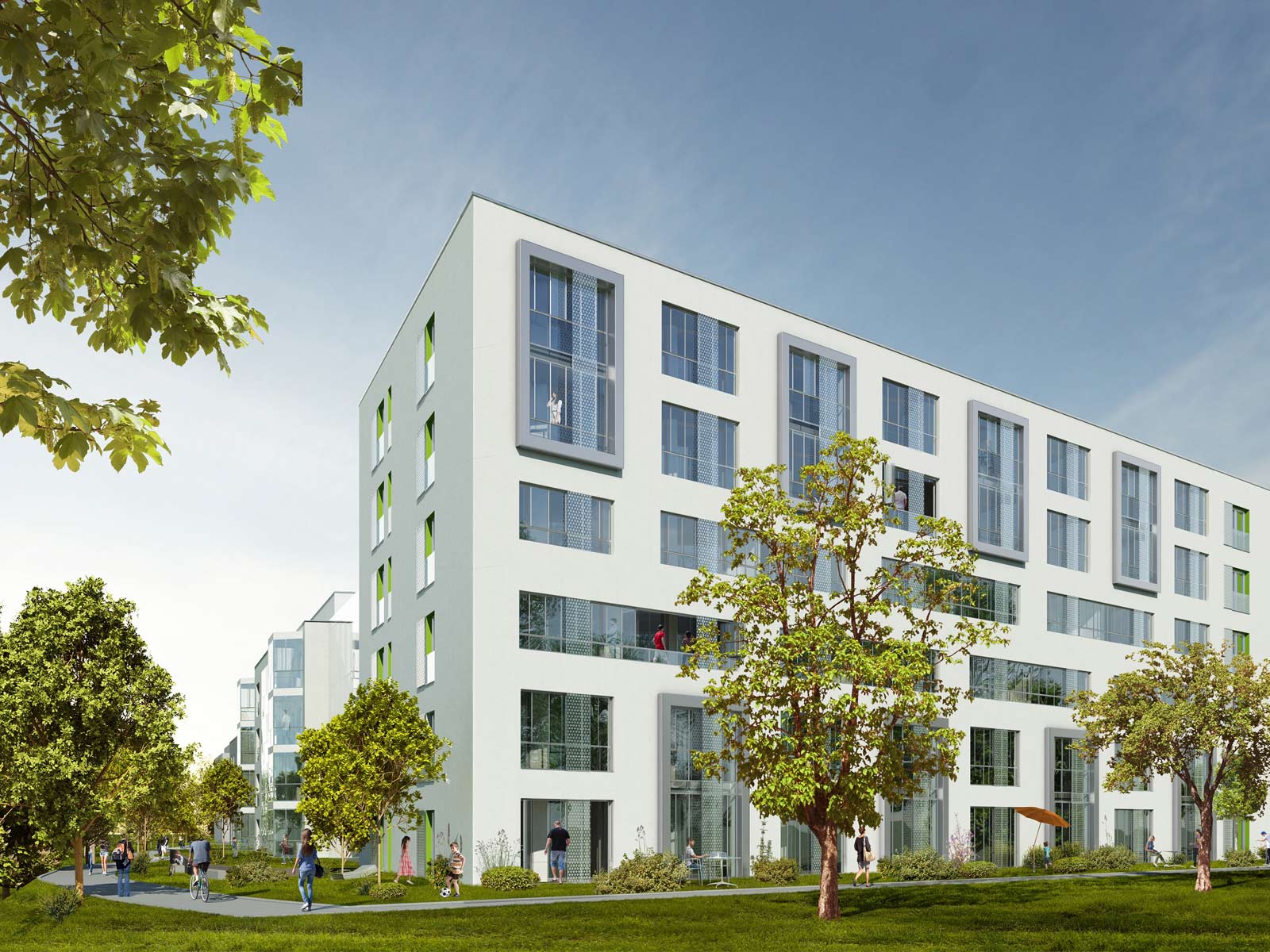 Visualisierung des Neubaus der BayernHeim in Günzburg.