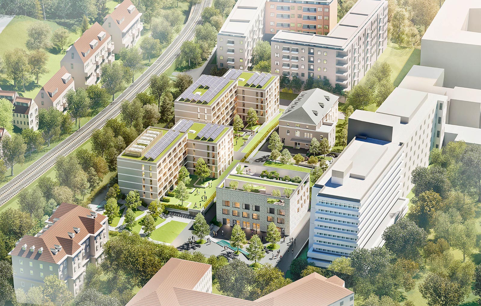 Visualisierung des neuen Quartiers Bürgerhospitel in Stuttgart