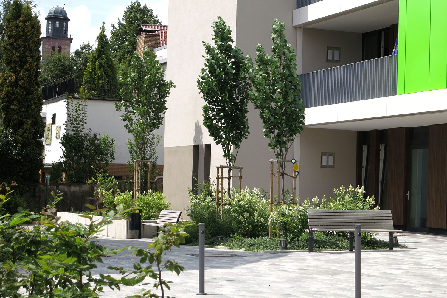 Profilbild von FREIRAUM Landschaftsarchitekten in Wiesbaden: Bepflanzungen vor einem Wohnhaus.