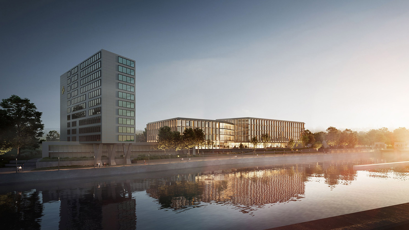 Visualisierung des Neubaus Landratsamt Esslingen - Sicht von der Neckarseite