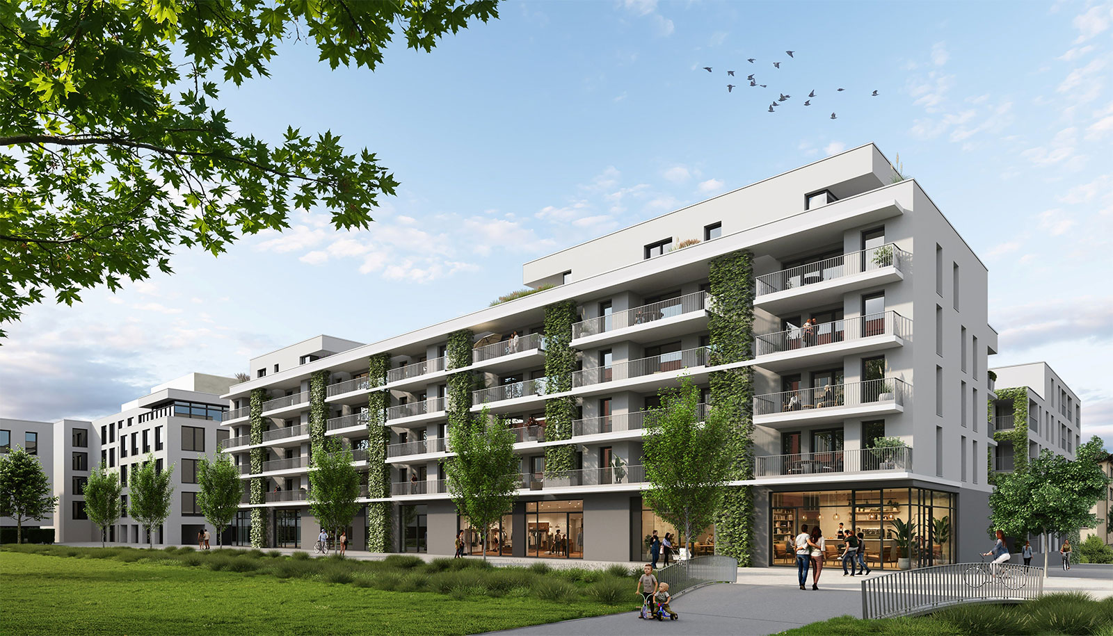 Visualisierung des Neubaus Neckarpark Q5 in Stuttgart